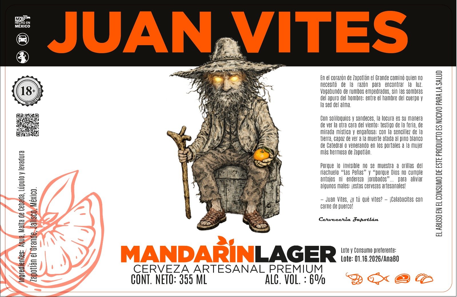 Juan Vites Mandarin Lager Artesanal Premium